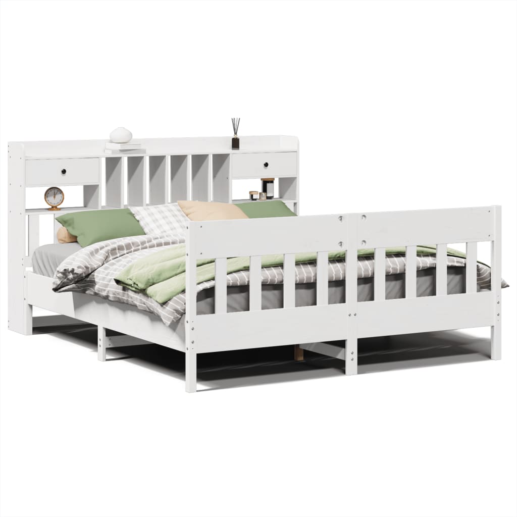 Cadre de lit sans matelas blanc 180x200 cm bois massif de pin - XIOS
