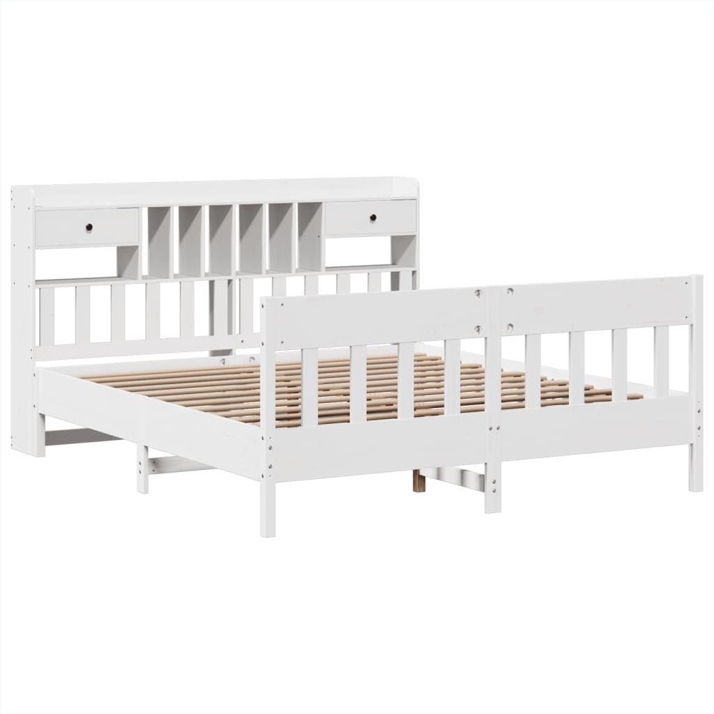 Cadre de lit sans matelas blanc 180x200 cm bois massif de pin - XIOS