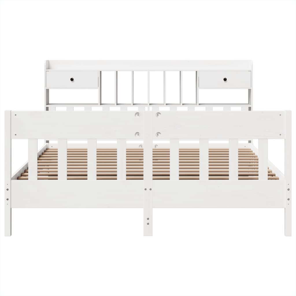 Cadre de lit sans matelas blanc 180x200 cm bois massif de pin - XIOS