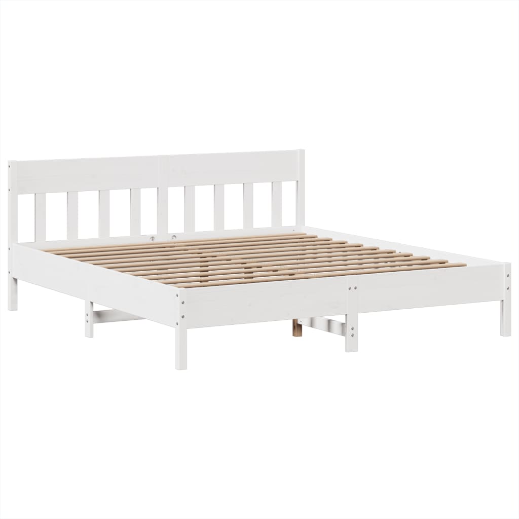 Cadre de lit sans matelas blanc 180x200 cm bois massif de pin - XIOS