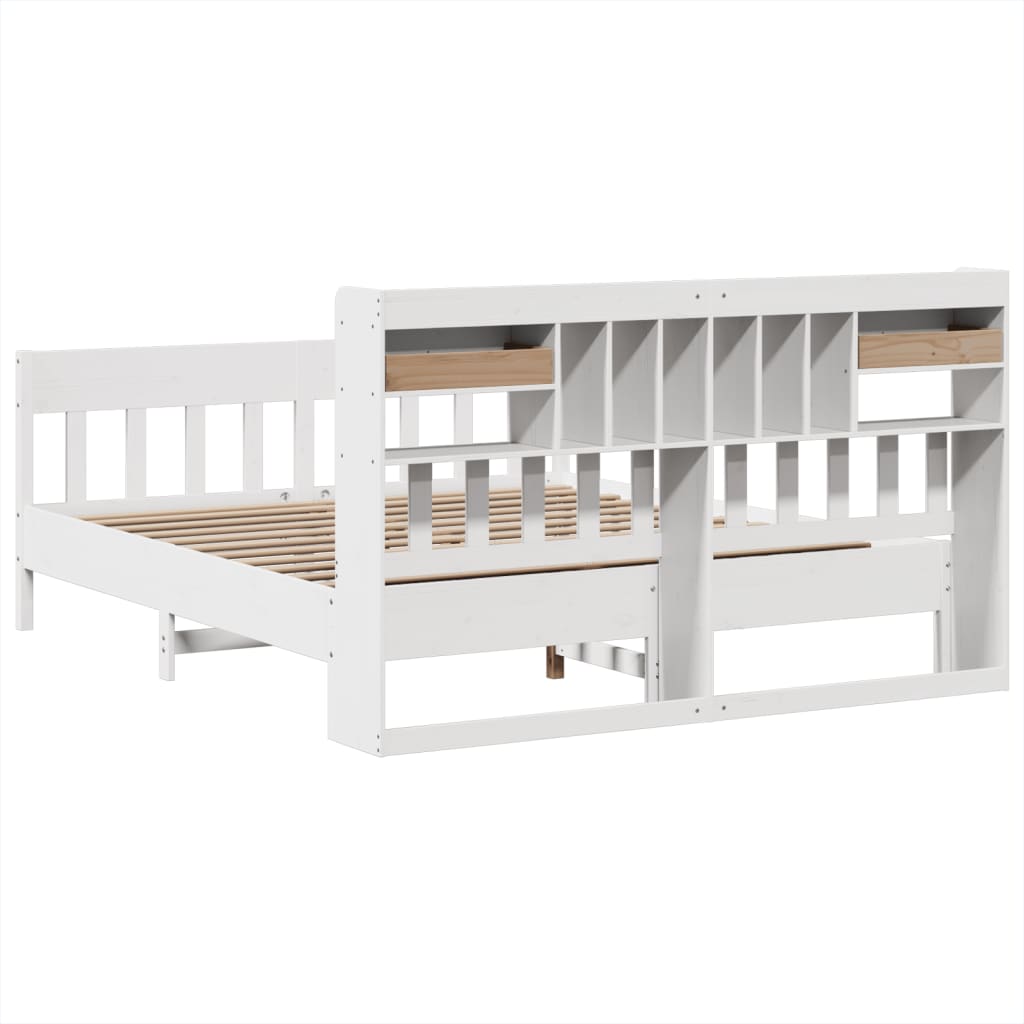 Cadre de lit sans matelas blanc 180x200 cm bois massif de pin - XIOS