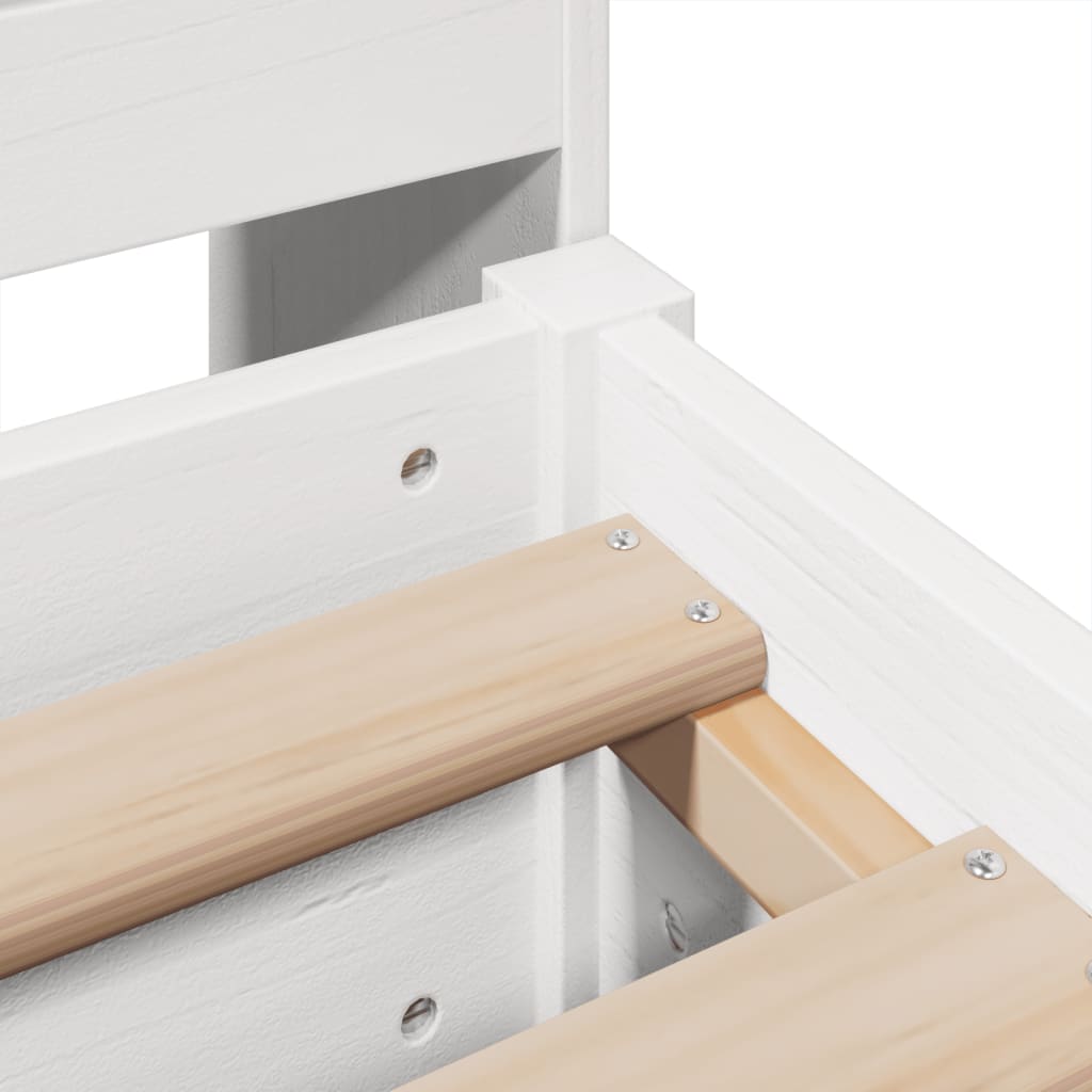Cadre de lit sans matelas blanc 180x200 cm bois massif de pin - XIOS