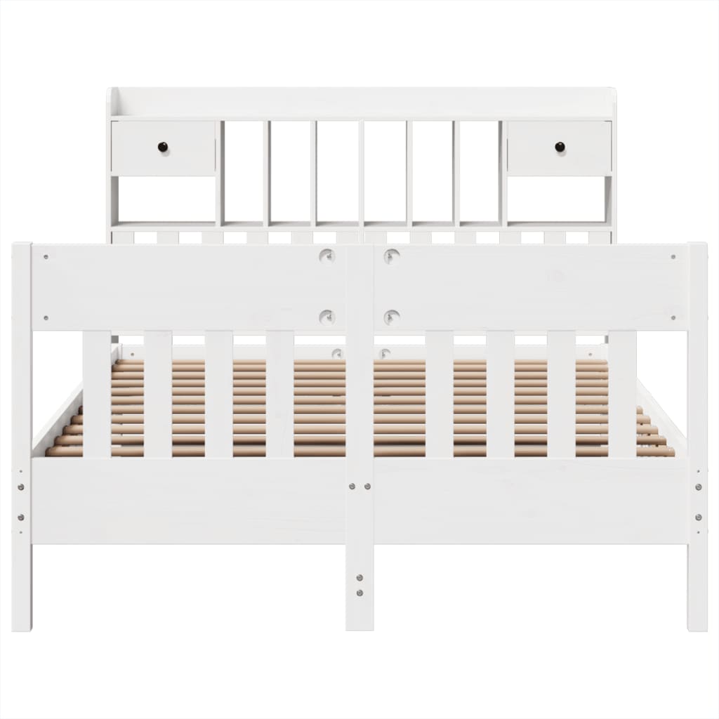 Cadre de lit sans matelas blanc 150x200 cm bois de pin massif - XIOS