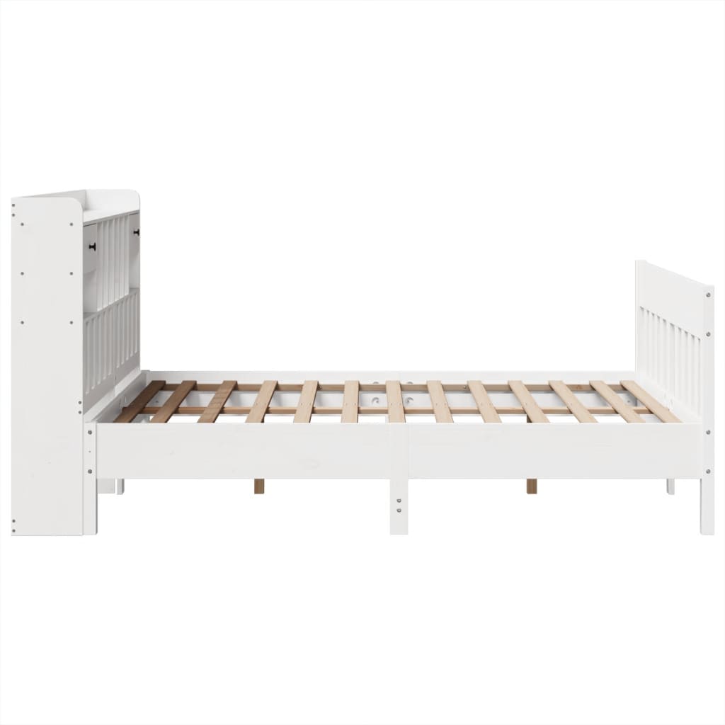 Cadre de lit sans matelas blanc 150x200 cm bois de pin massif - XIOS