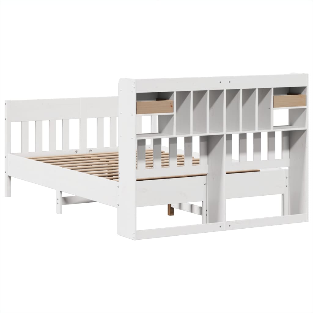 Cadre de lit sans matelas blanc 150x200 cm bois de pin massif - XIOS