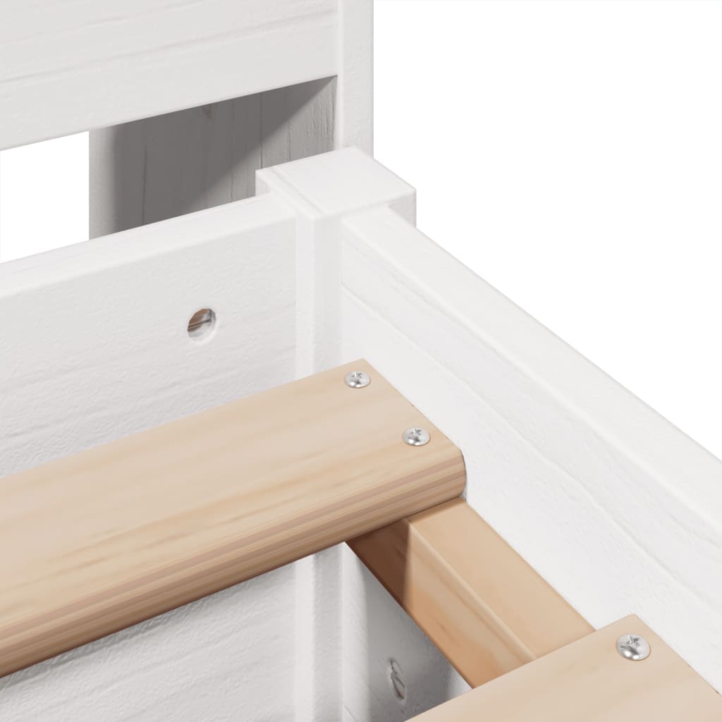 Cadre de lit sans matelas blanc 150x200 cm bois de pin massif - XIOS