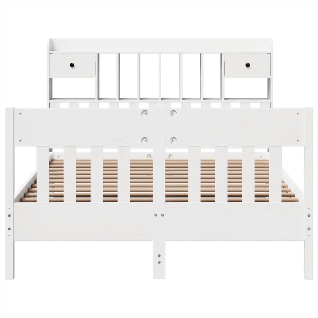 Cadre de lit sans matelas blanc 140x200 cm bois de pin massif - XIOS