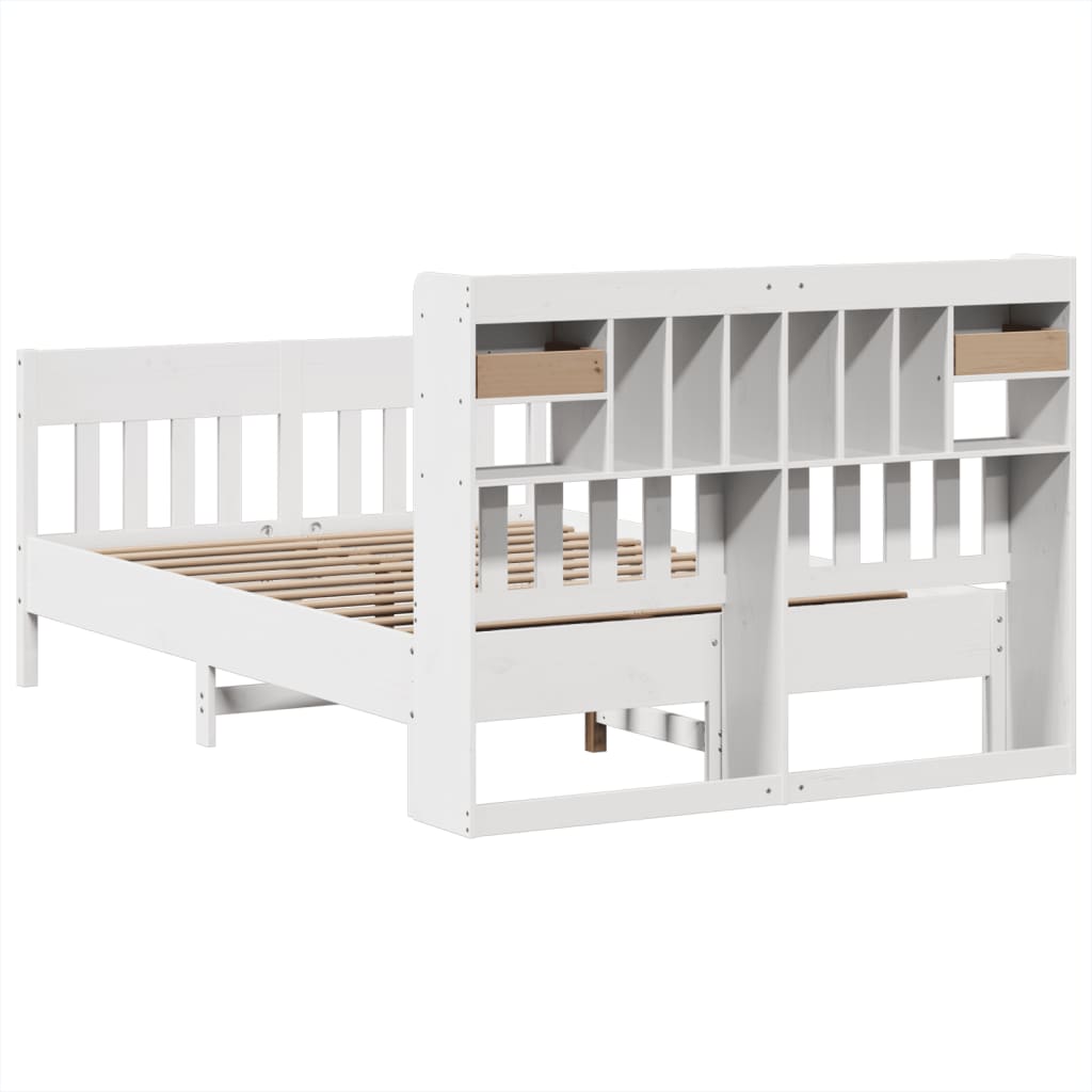 Cadre de lit sans matelas blanc 140x200 cm bois de pin massif - XIOS