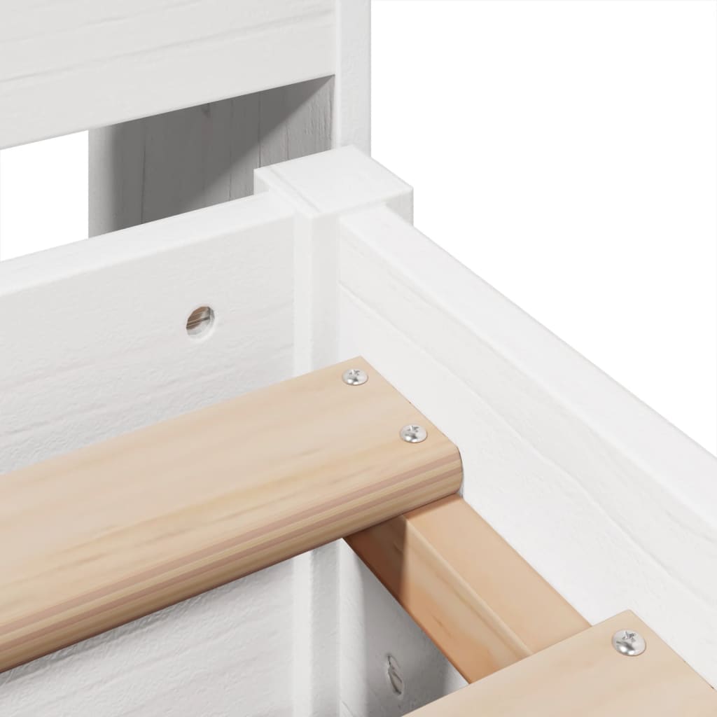 Cadre de lit sans matelas blanc 140x200 cm bois de pin massif - XIOS