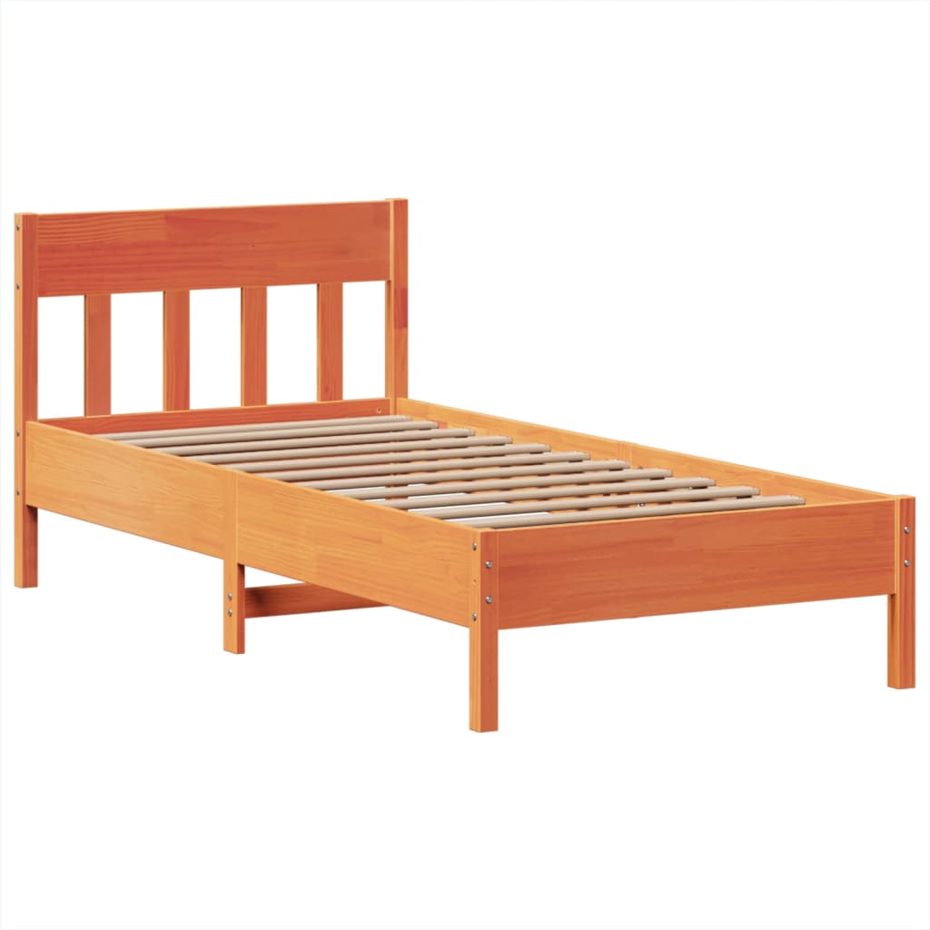 Cadre de lit sans matelas cire marron 100x200cm bois pin massif - XIOS