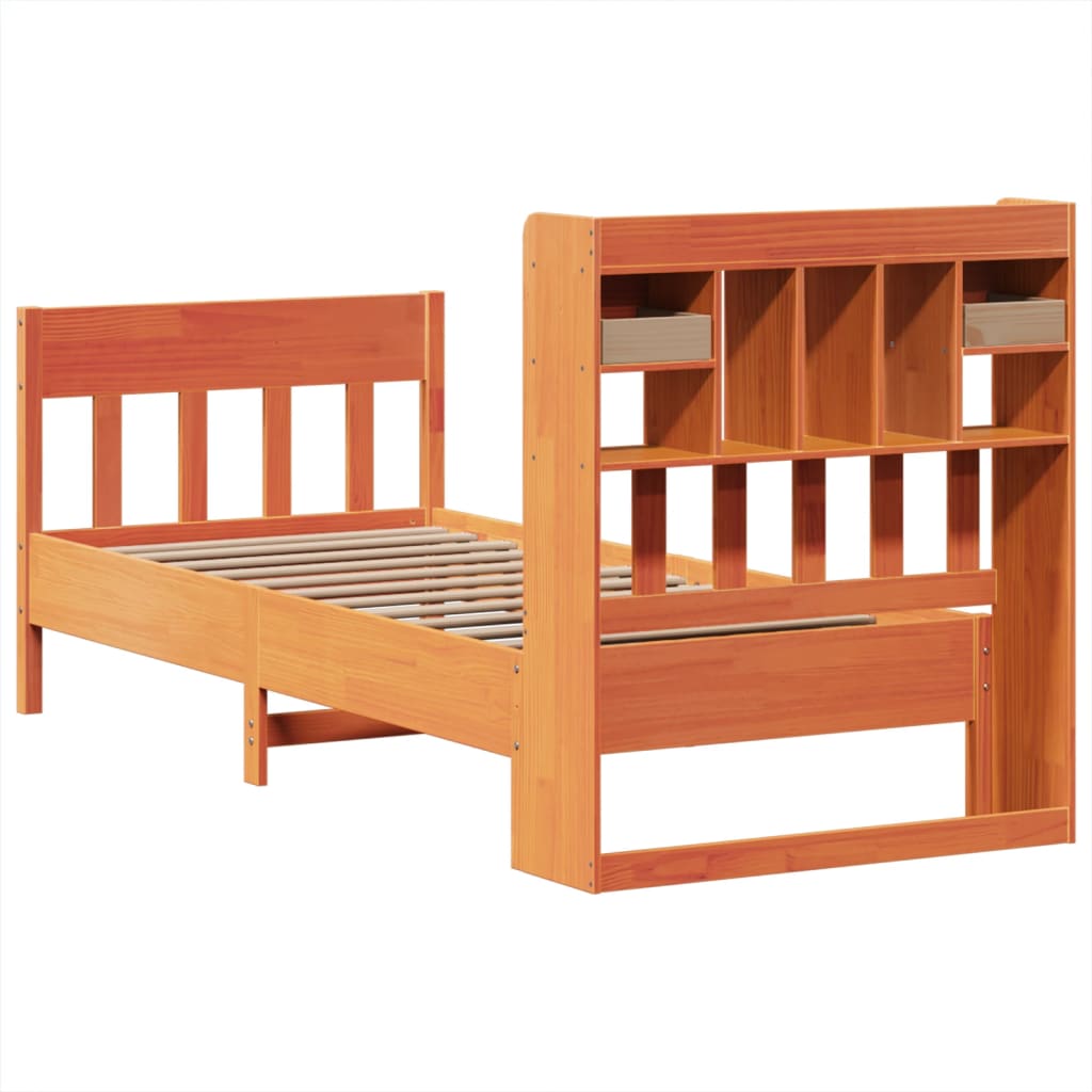 Cadre de lit sans matelas cire marron 100x200cm bois pin massif - XIOS
