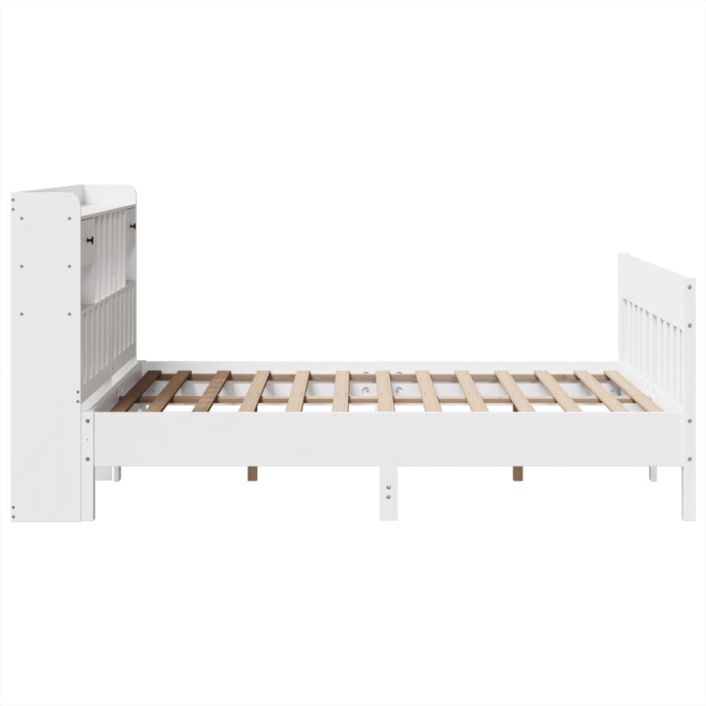 Cadre de lit sans matelas blanc 140x190 cm bois de pin massif - XIOS