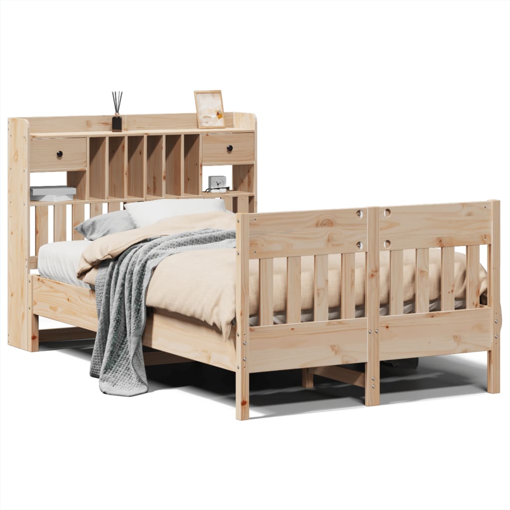 Cadre de lit sans matelas 135x190 cm bois de pin massif - XIOS