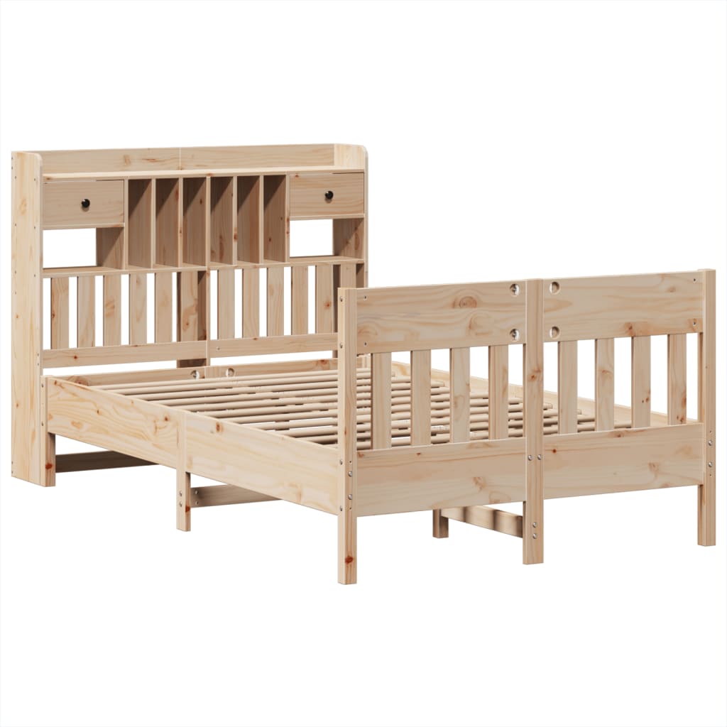 Cadre de lit sans matelas 135x190 cm bois de pin massif - XIOS
