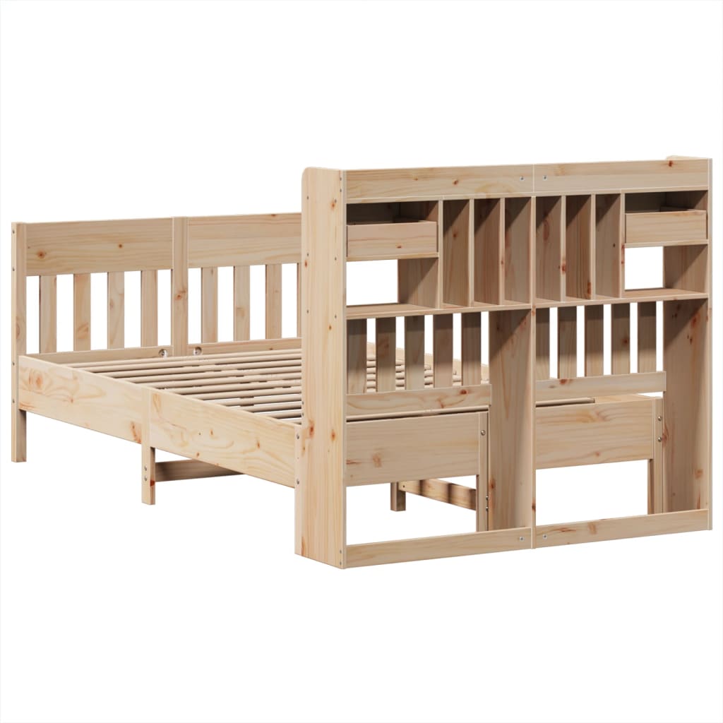 Cadre de lit sans matelas 135x190 cm bois de pin massif - XIOS