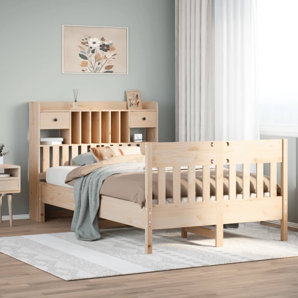 Cadre de lit sans matelas 135x190 cm bois de pin massif - XIOS