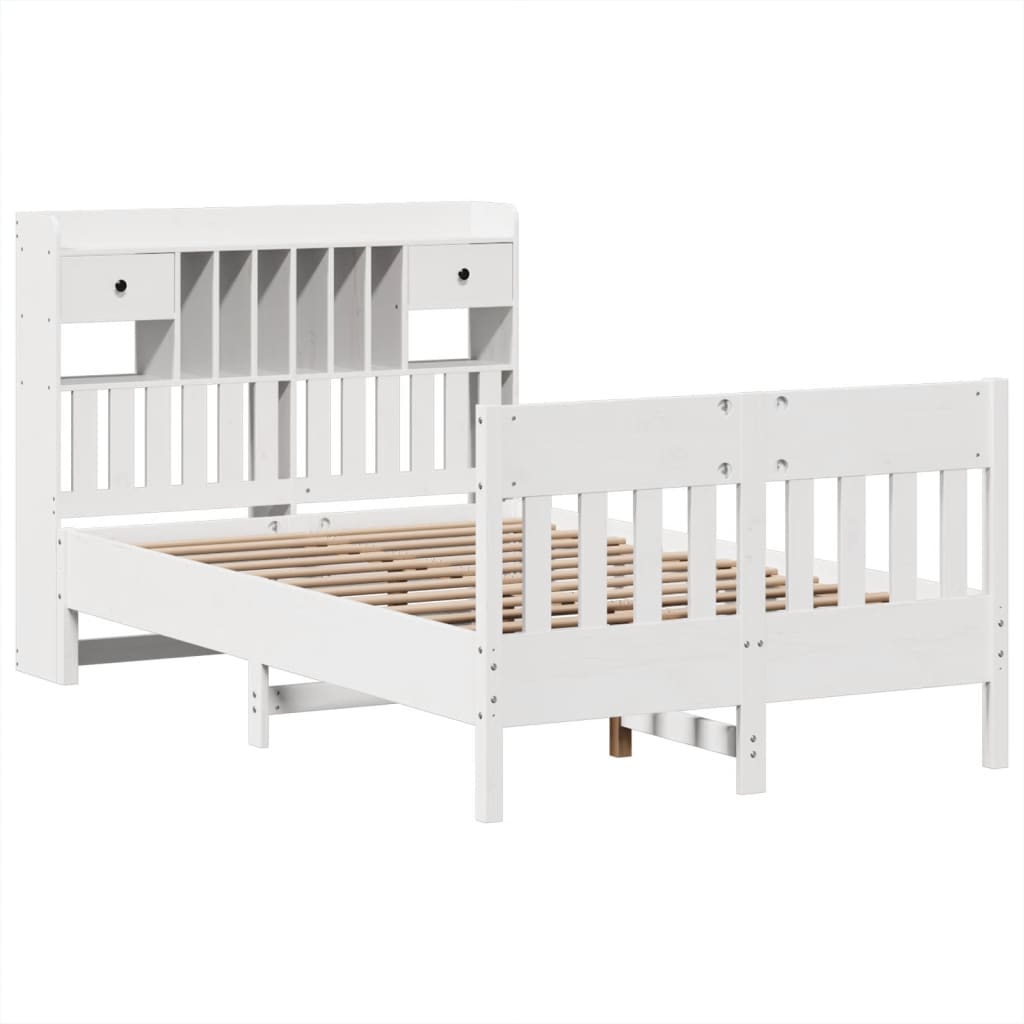 Cadre de lit sans matelas blanc 135x190 cm bois de pin massif - XIOS