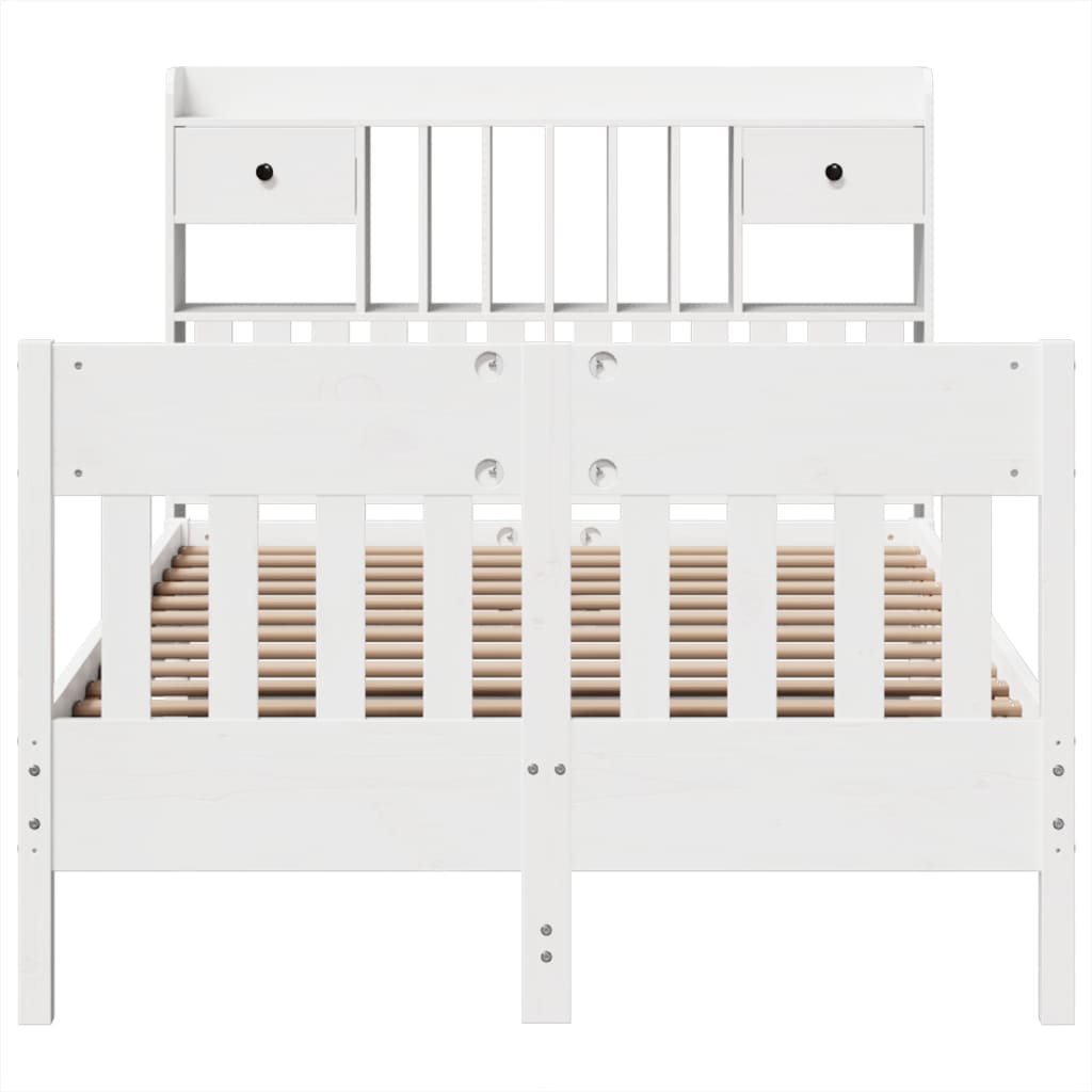 Cadre de lit sans matelas blanc 135x190 cm bois de pin massif - XIOS