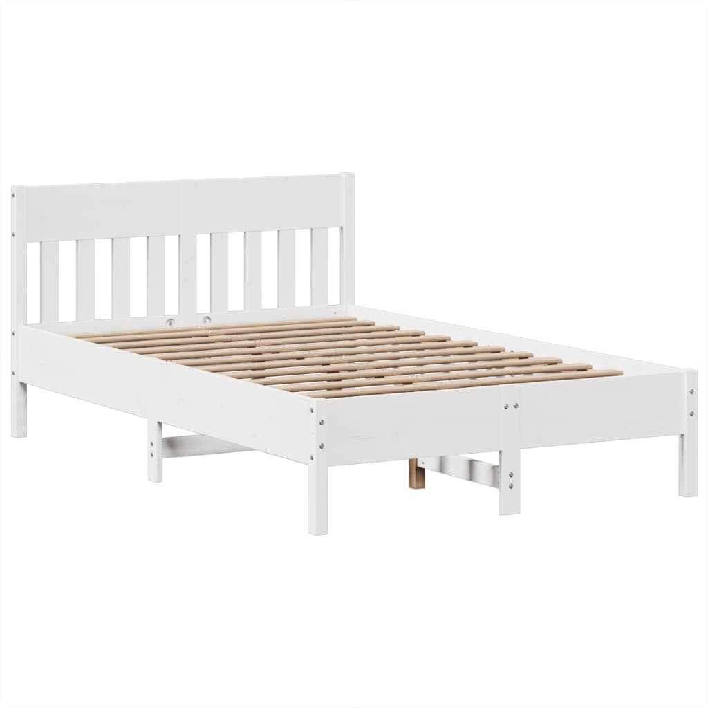 Cadre de lit sans matelas blanc 135x190 cm bois de pin massif - XIOS