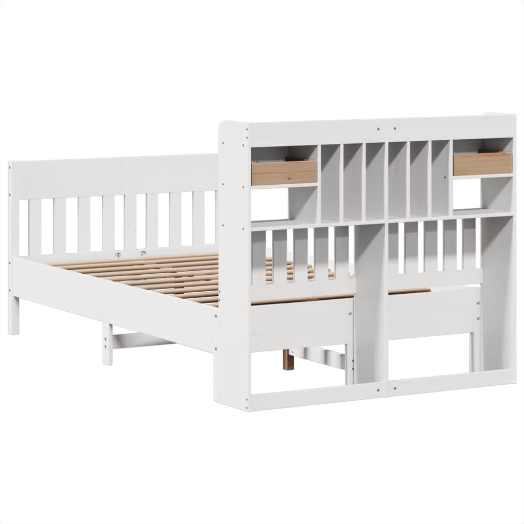 Cadre de lit sans matelas blanc 135x190 cm bois de pin massif - XIOS
