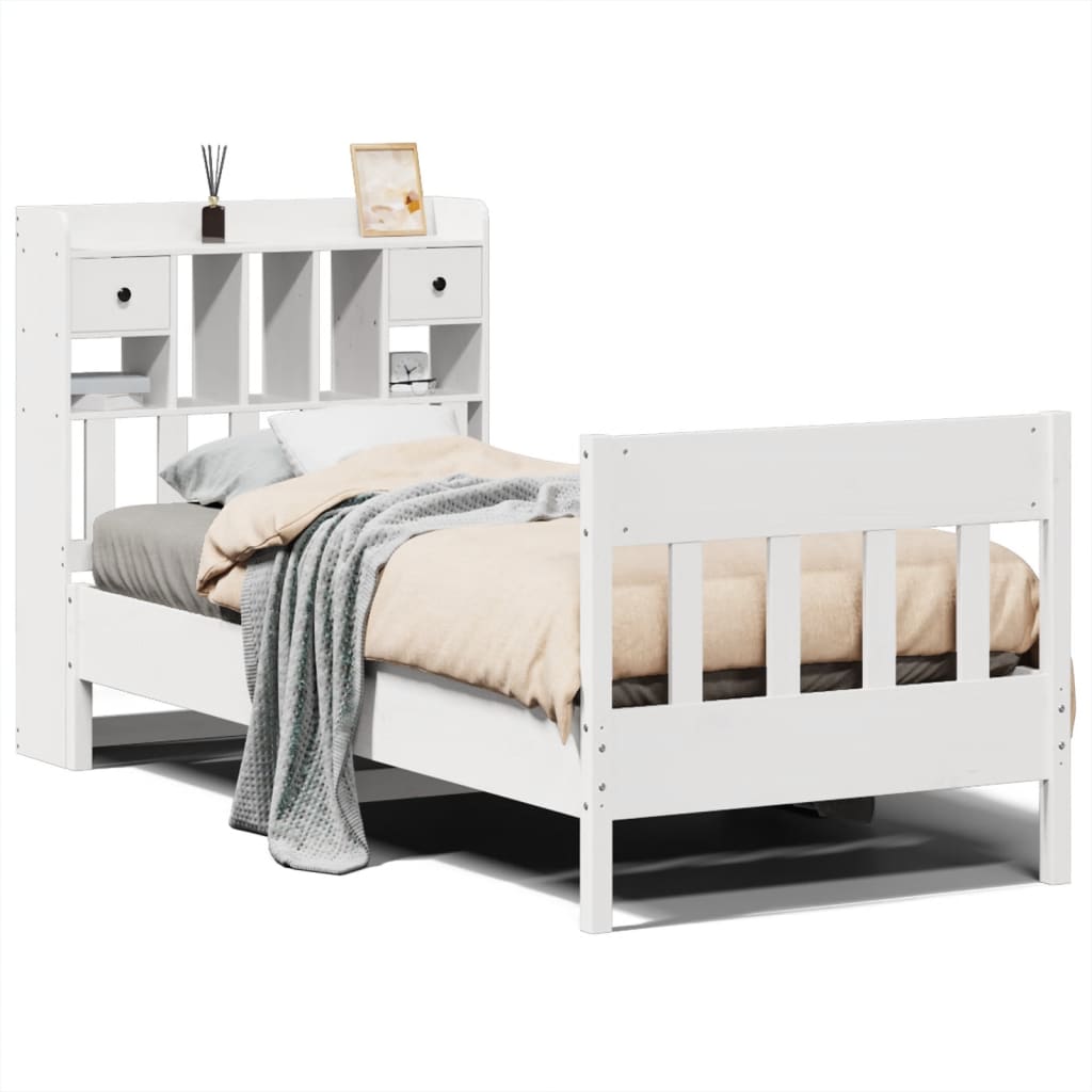 Cadre de lit sans matelas blanc 75x190 cm bois de pin massif - XIOS