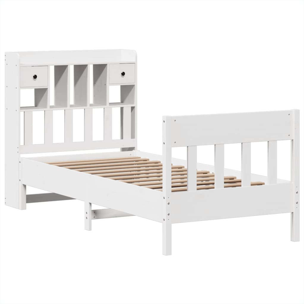 Cadre de lit sans matelas blanc 75x190 cm bois de pin massif - XIOS