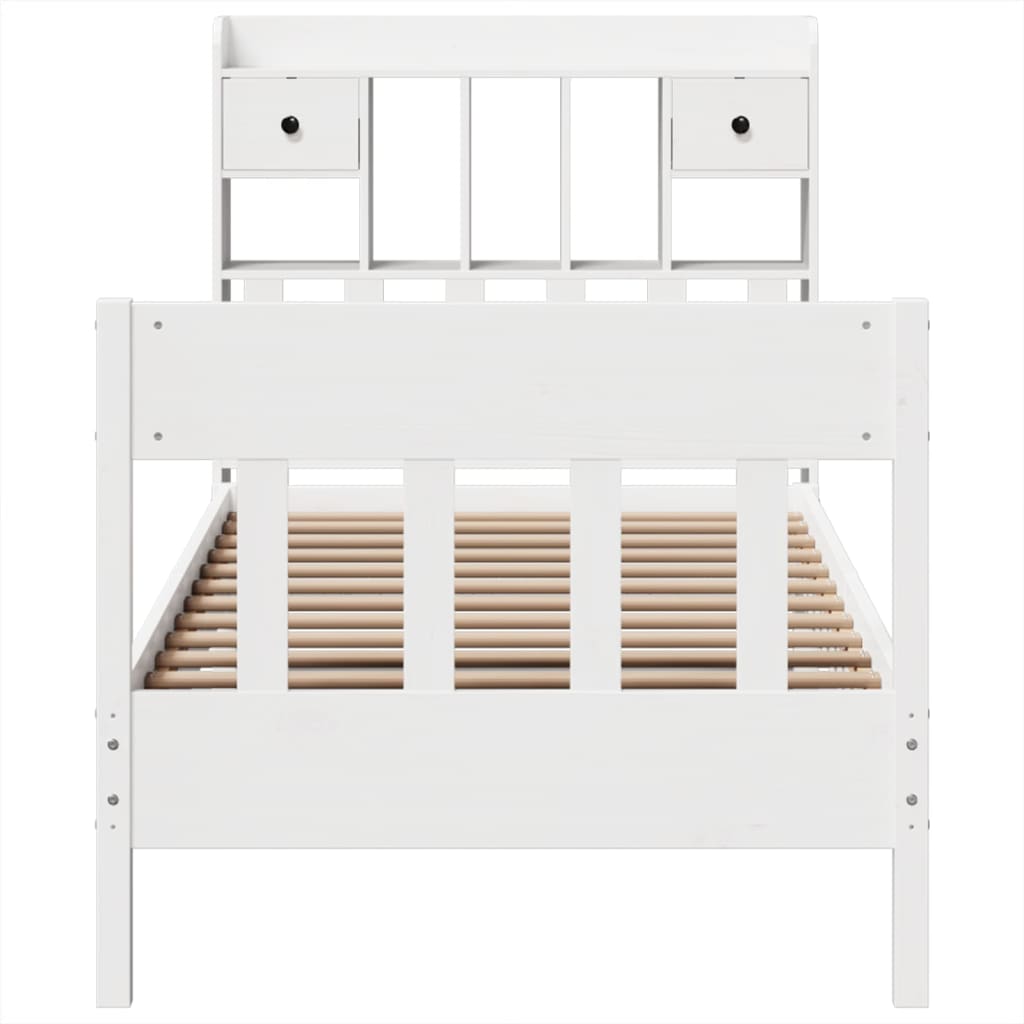 Cadre de lit sans matelas blanc 75x190 cm bois de pin massif - XIOS