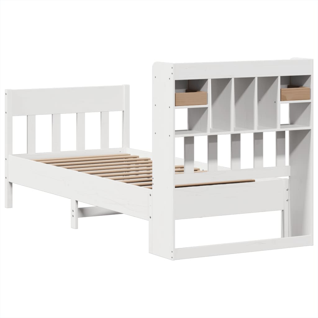 Cadre de lit sans matelas blanc 75x190 cm bois de pin massif - XIOS