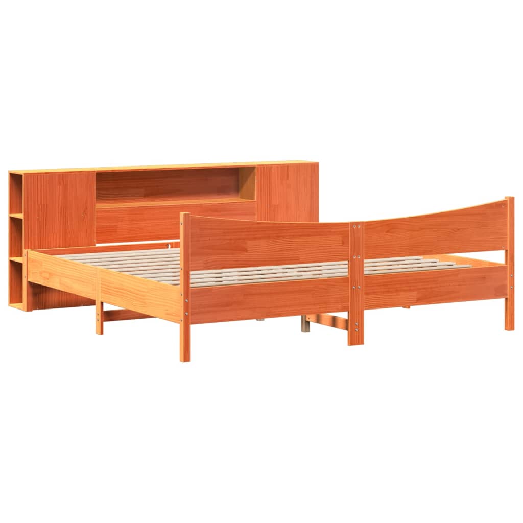 Cadre de lit sans matelas cire marron 200x200cm bois pin massif - XIOS