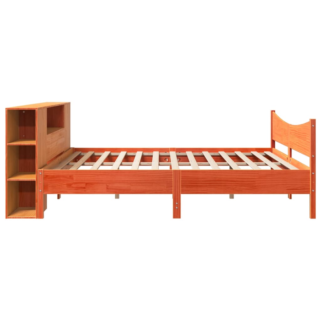 Cadre de lit sans matelas cire marron 200x200cm bois pin massif - XIOS