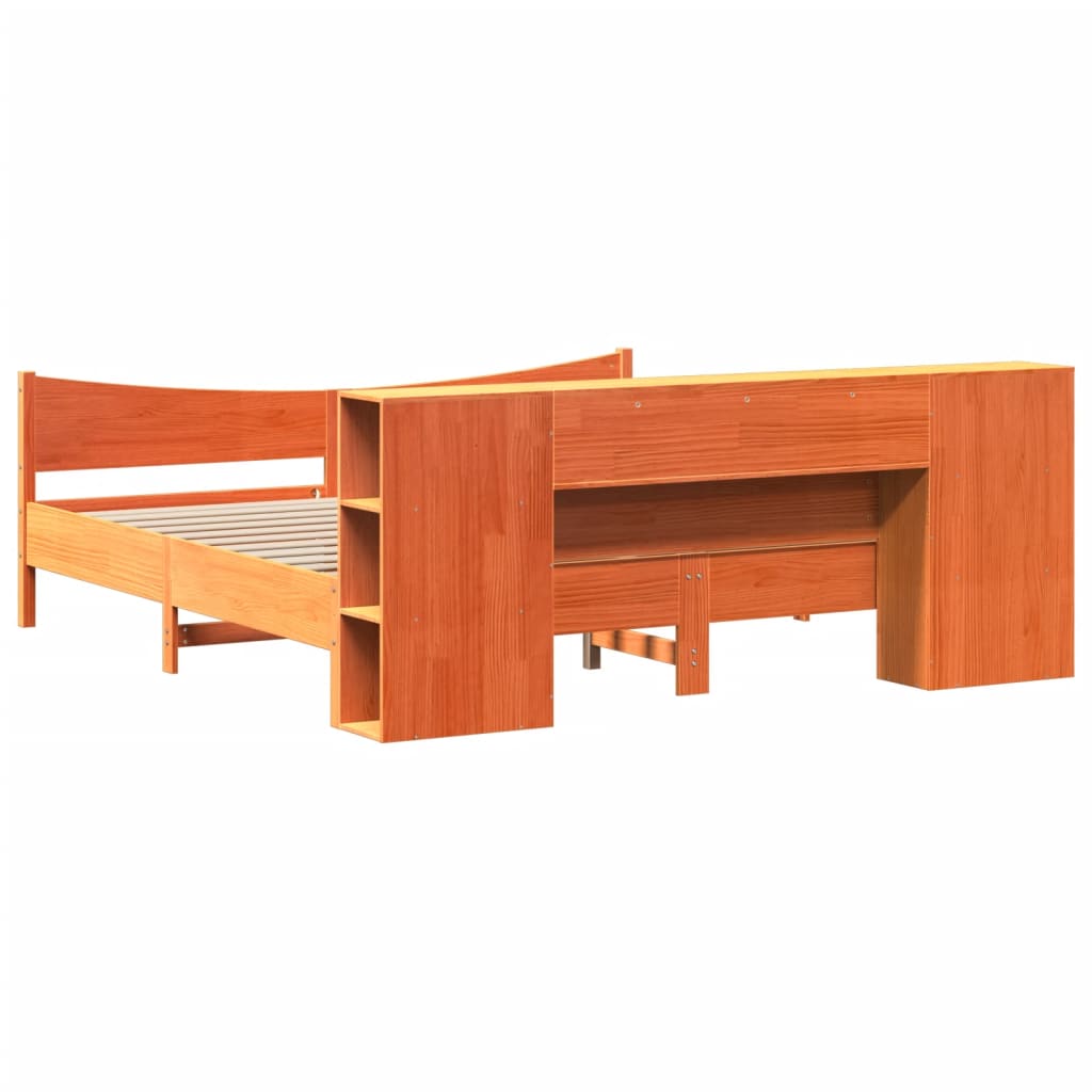 Cadre de lit sans matelas cire marron 200x200cm bois pin massif - XIOS