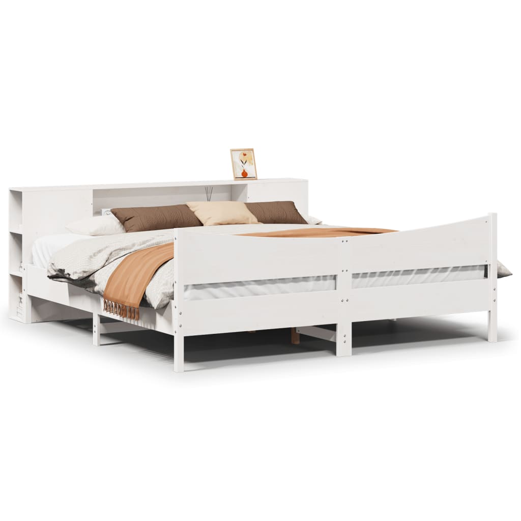 Cadre de lit sans matelas blanc 180x200 cm bois massif de pin - XIOS