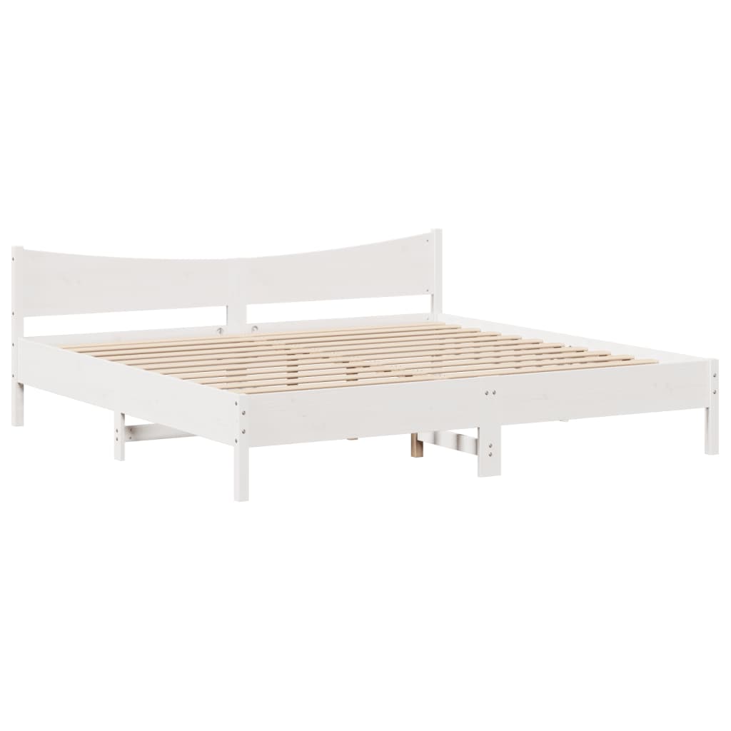 Cadre de lit sans matelas blanc 180x200 cm bois massif de pin - XIOS