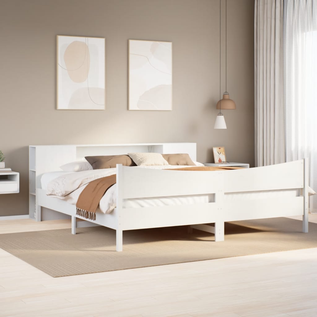 Cadre de lit sans matelas blanc 180x200 cm bois massif de pin - XIOS