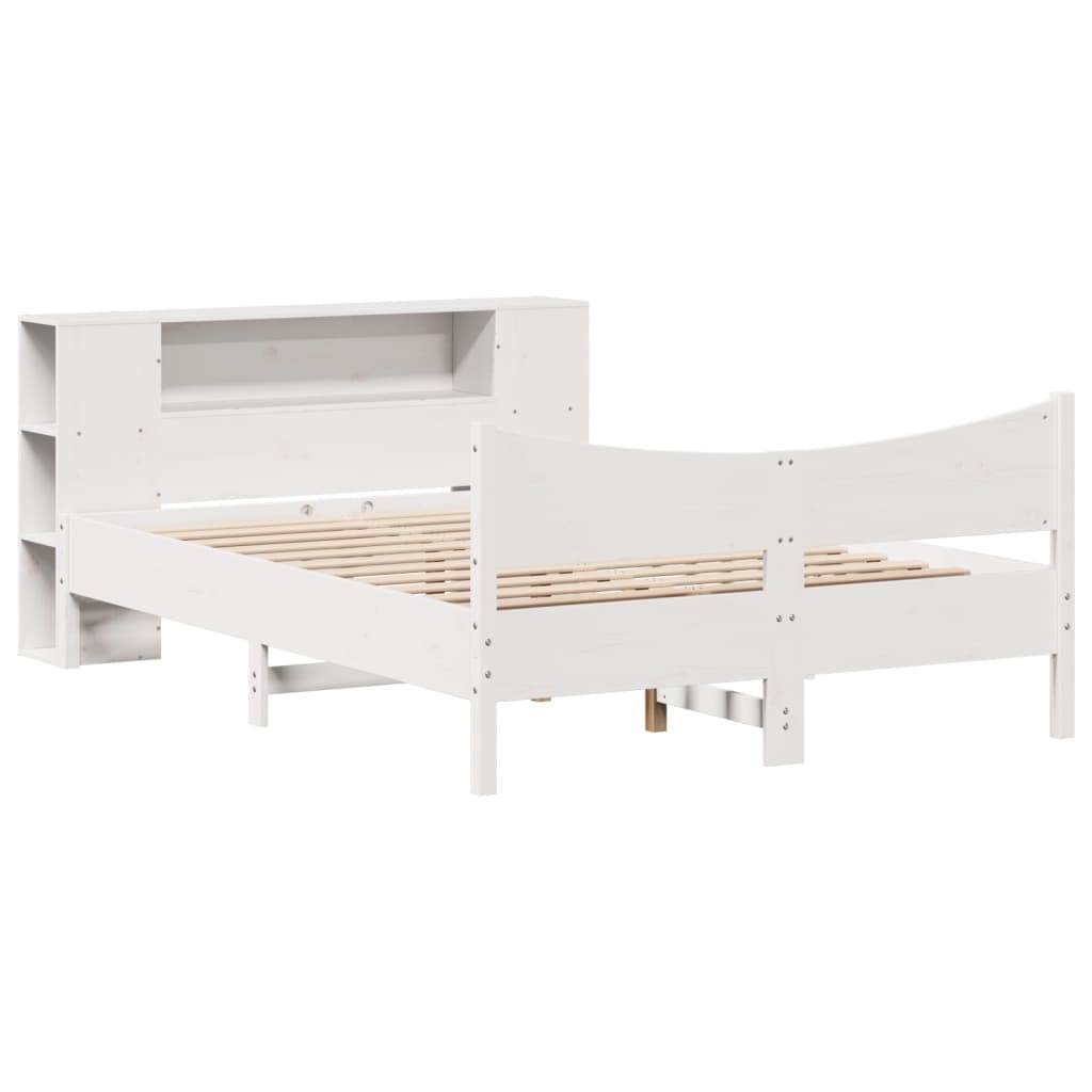 Cadre de lit sans matelas blanc 150x200 cm bois de pin massif - XIOS