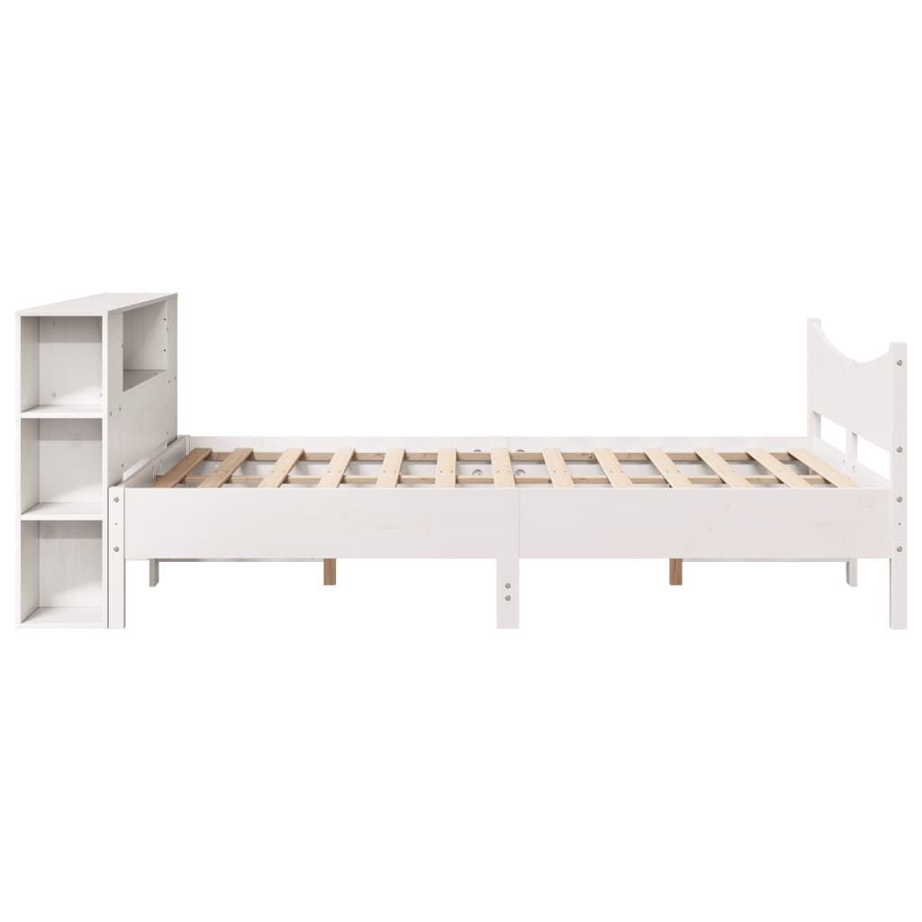Cadre de lit sans matelas blanc 150x200 cm bois de pin massif - XIOS