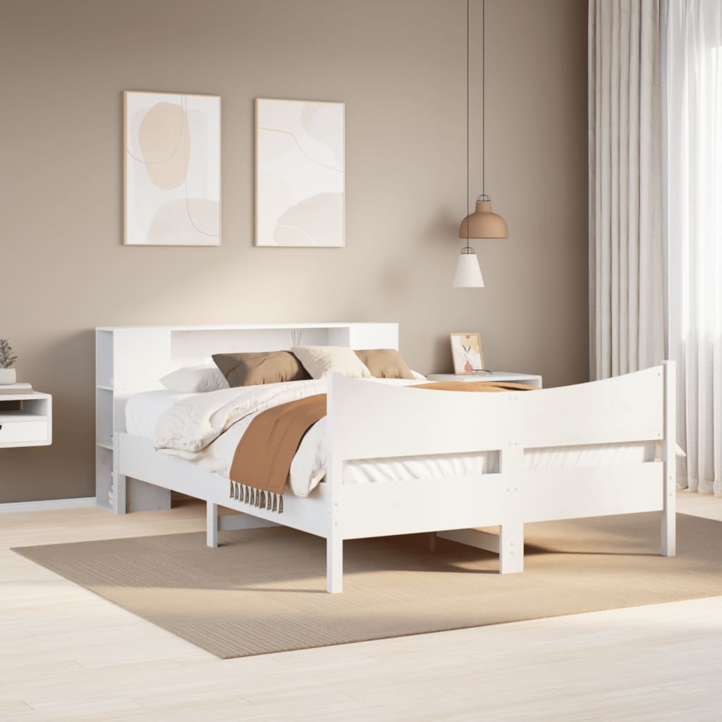 Cadre de lit sans matelas blanc 150x200 cm bois de pin massif - XIOS