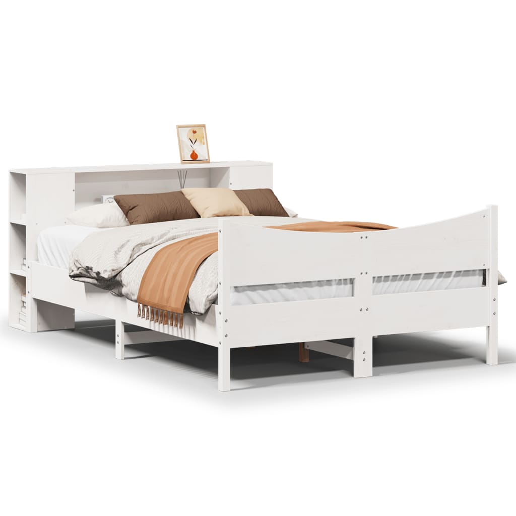 Cadre de lit sans matelas blanc 140x200 cm bois de pin massif - XIOS