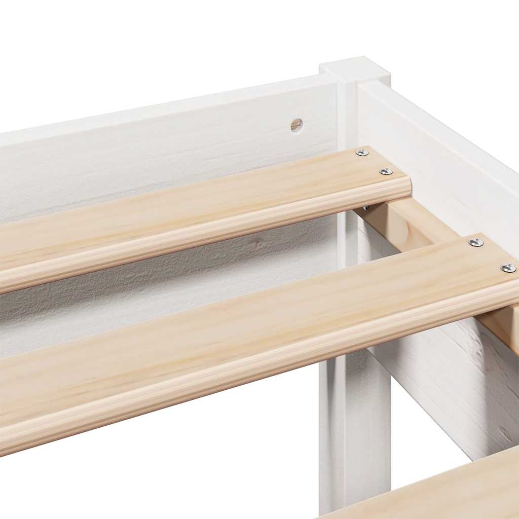 Cadre de lit sans matelas blanc 140x200 cm bois de pin massif - XIOS