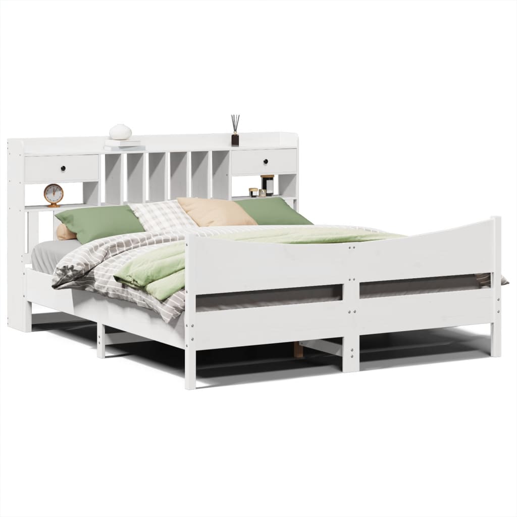 Cadre de lit sans matelas blanc 180x200 cm bois massif de pin - XIOS
