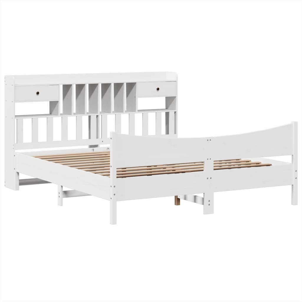 Cadre de lit sans matelas blanc 180x200 cm bois massif de pin - XIOS