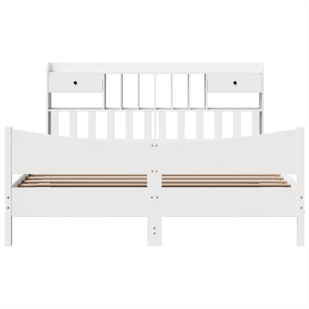 Cadre de lit sans matelas blanc 180x200 cm bois massif de pin - XIOS