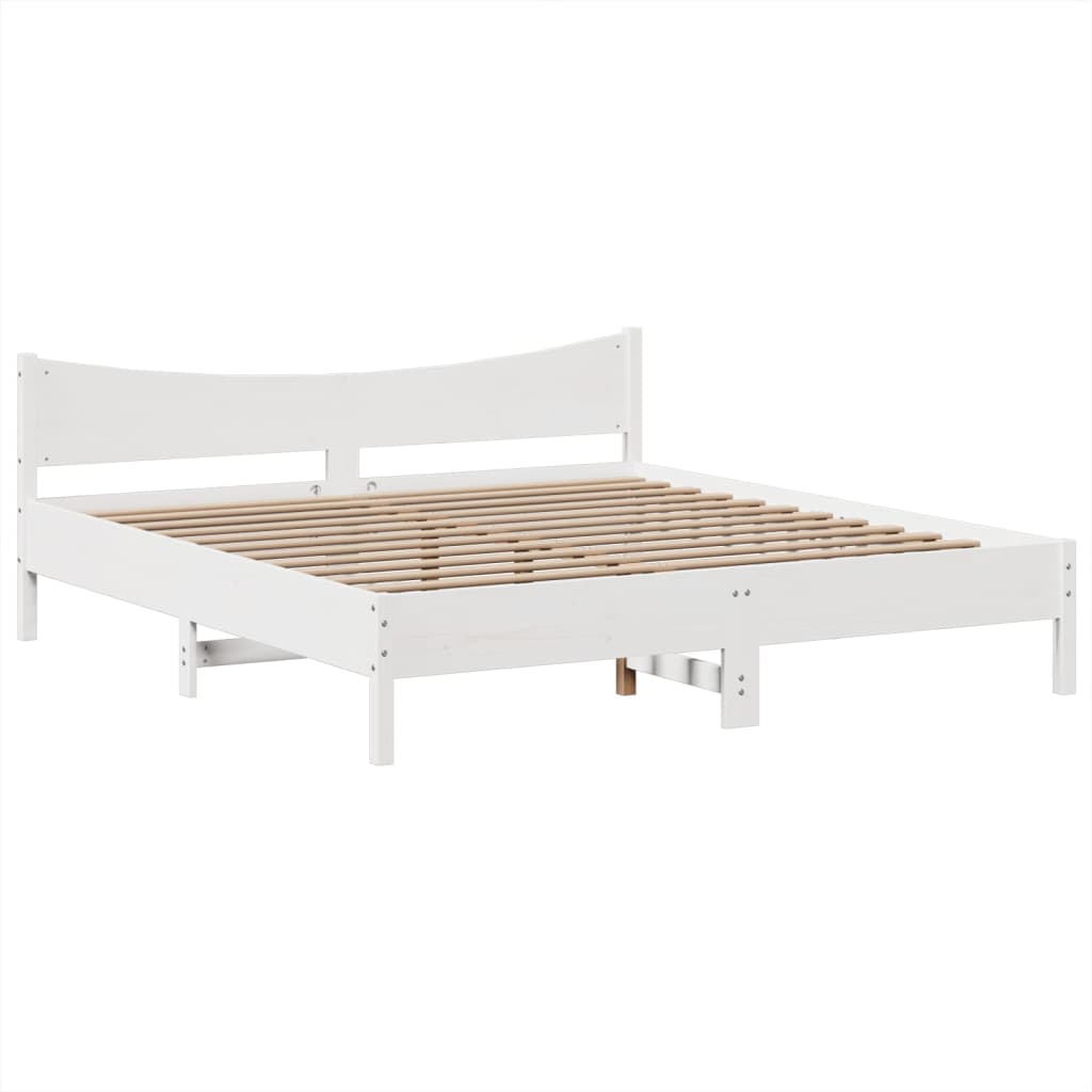 Cadre de lit sans matelas blanc 180x200 cm bois massif de pin - XIOS