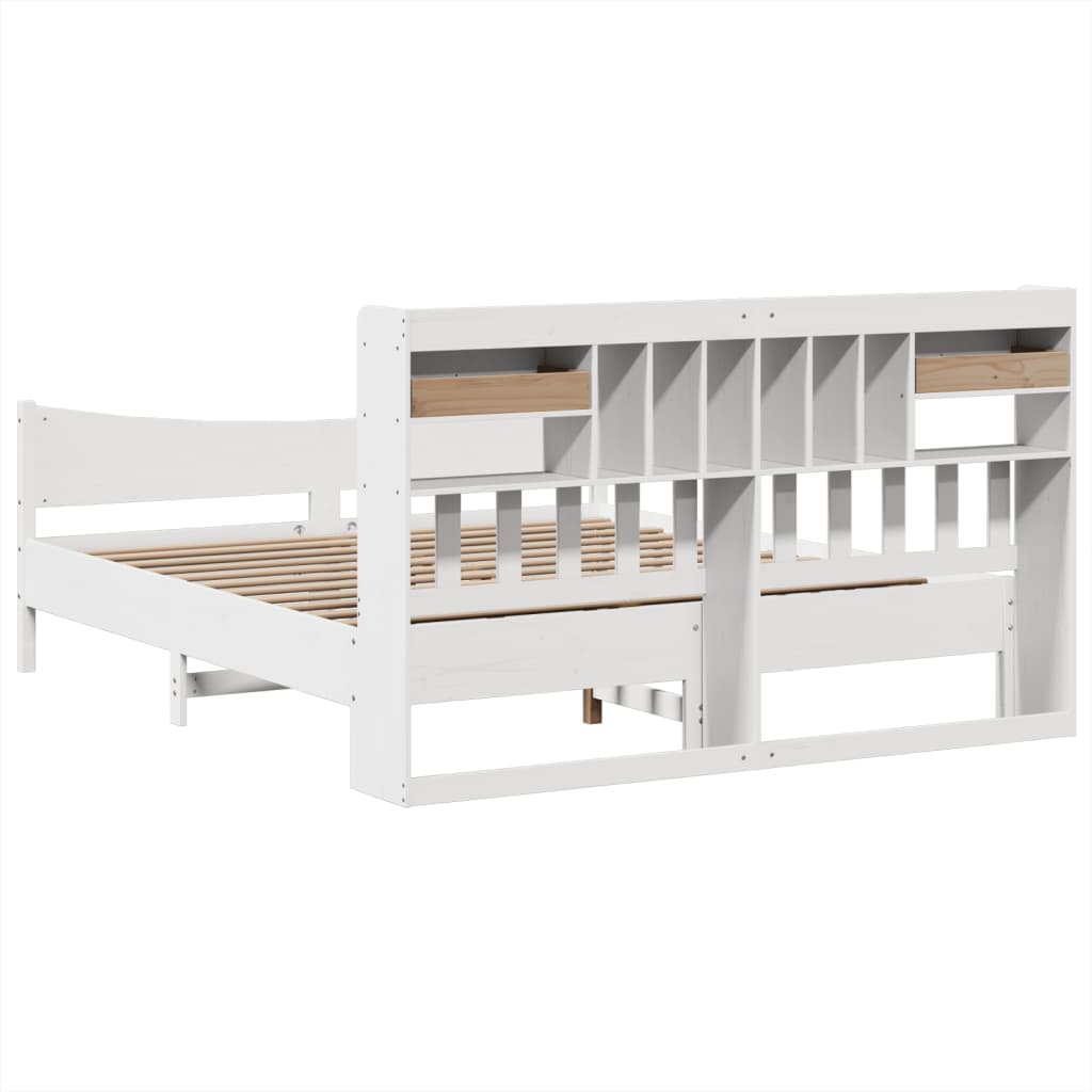 Cadre de lit sans matelas blanc 180x200 cm bois massif de pin - XIOS