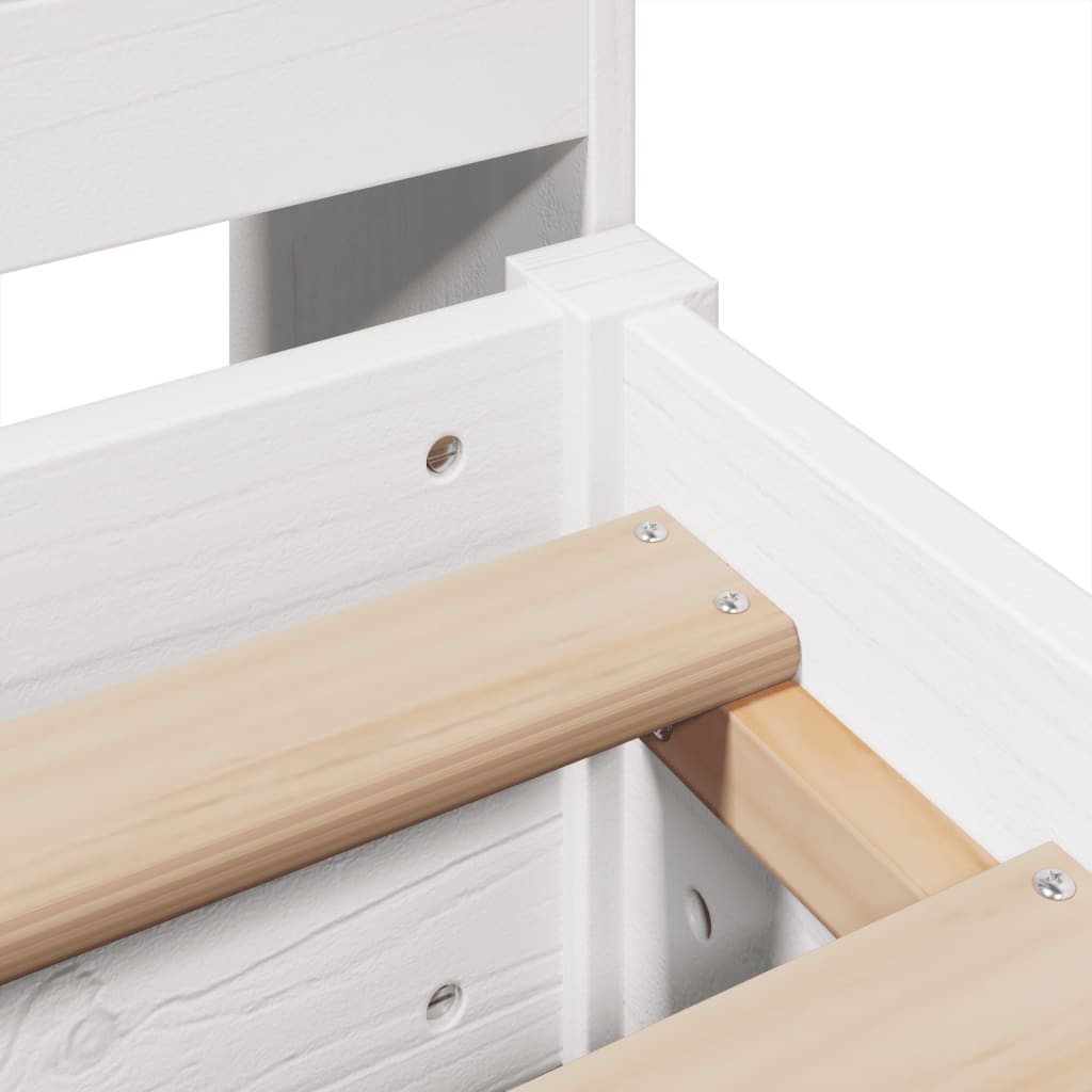 Cadre de lit sans matelas blanc 180x200 cm bois massif de pin - XIOS