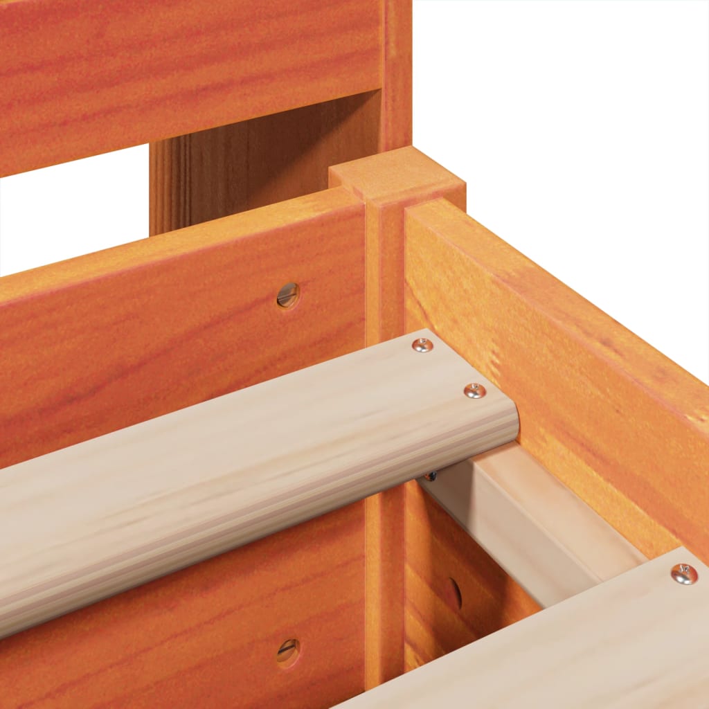 Cadre de lit sans matelas cire marron 180x200cm bois pin massif - XIOS