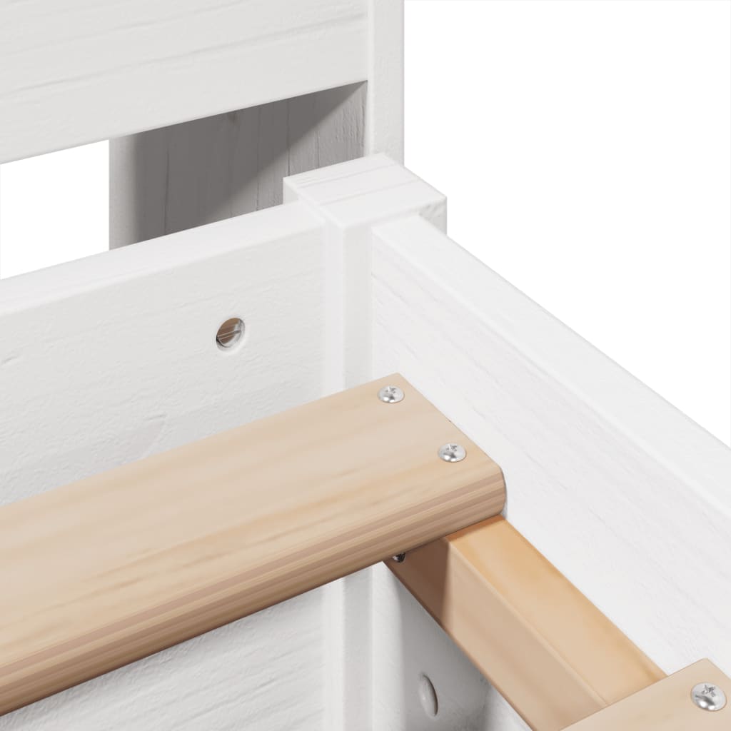 Cadre de lit sans matelas blanc 160x200 cm bois de pin massif - XIOS