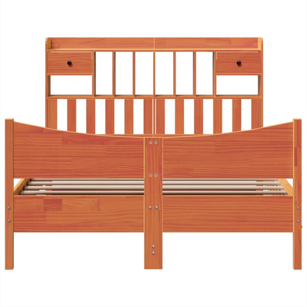 Cadre de lit sans matelas cire marron 160x200cm bois pin massif - XIOS