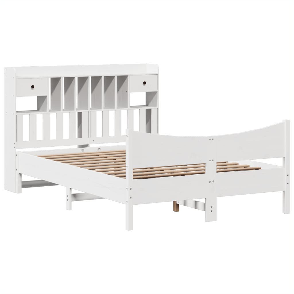 Cadre de lit sans matelas blanc 150x200 cm bois de pin massif - XIOS