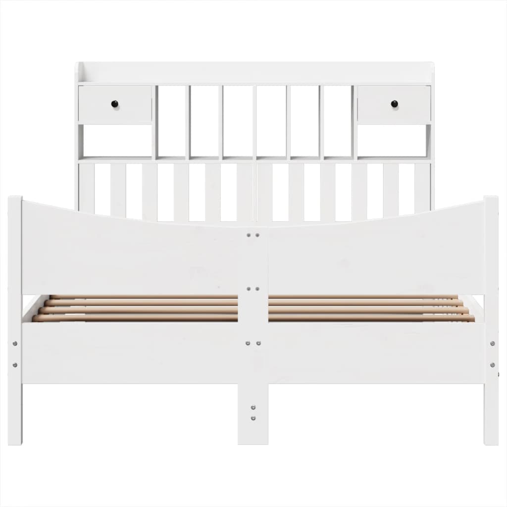 Cadre de lit sans matelas blanc 150x200 cm bois de pin massif - XIOS
